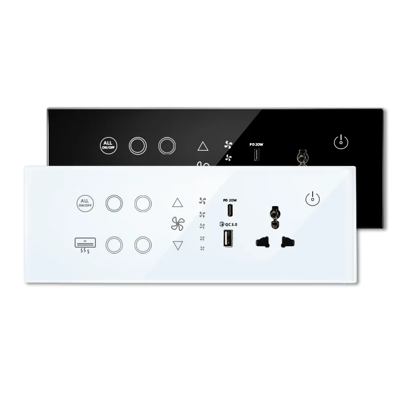 

WiFi/Zigbee Multifunctional 254 Combination Smart Switch Socket Smart Home Control Light air Conditioning Fan Universal USB+C