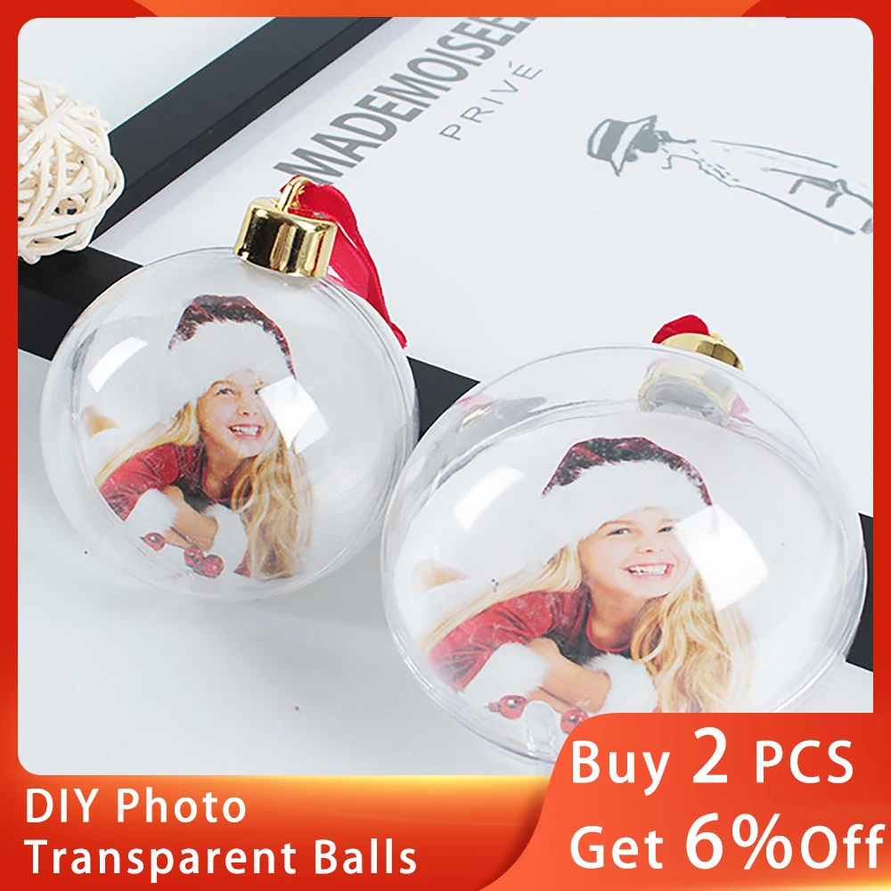 Christmas Tree Hanging Photo Decoration Balls DIY Clear Plastic Balls Can Put Photo As Memorial Gift Customised Christmas