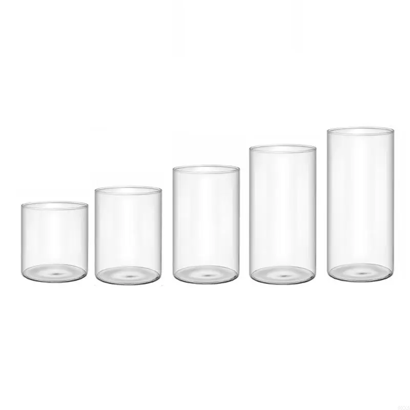 0XXA Clear Glass Stand Glass Cylinder Vase Holder Create Uniques Setting for Bedroom Office Decorations