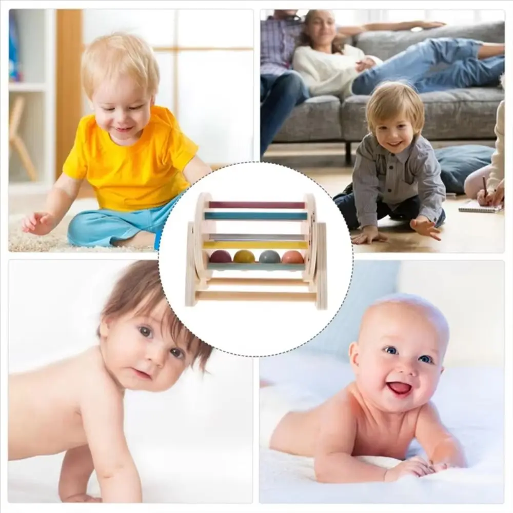 Tambor giratório de arco-íris de madeira montessori, bola cognitiva em forma de cor, brinquedo infantil multifuncional, educação precoce