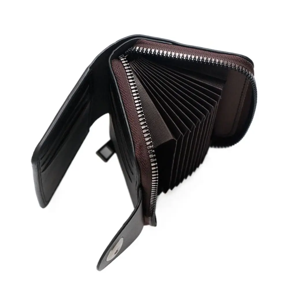 

18 Cards Slim Holder Men's Short Wallet Durable Large Capacity Male Leather Purse Cash Clamp Anti-degaussing Pocket Purse Work