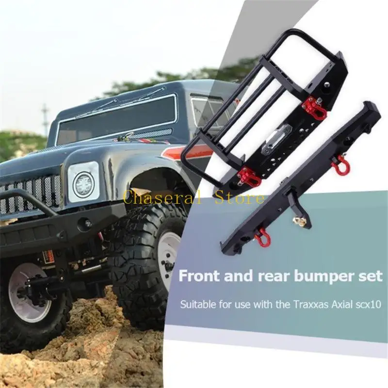 E7CE Металлический передний задний бампер с хвостовым крюком для прицепа, набор из 4 светодиодных фонарей для гусеничного с 1/10
