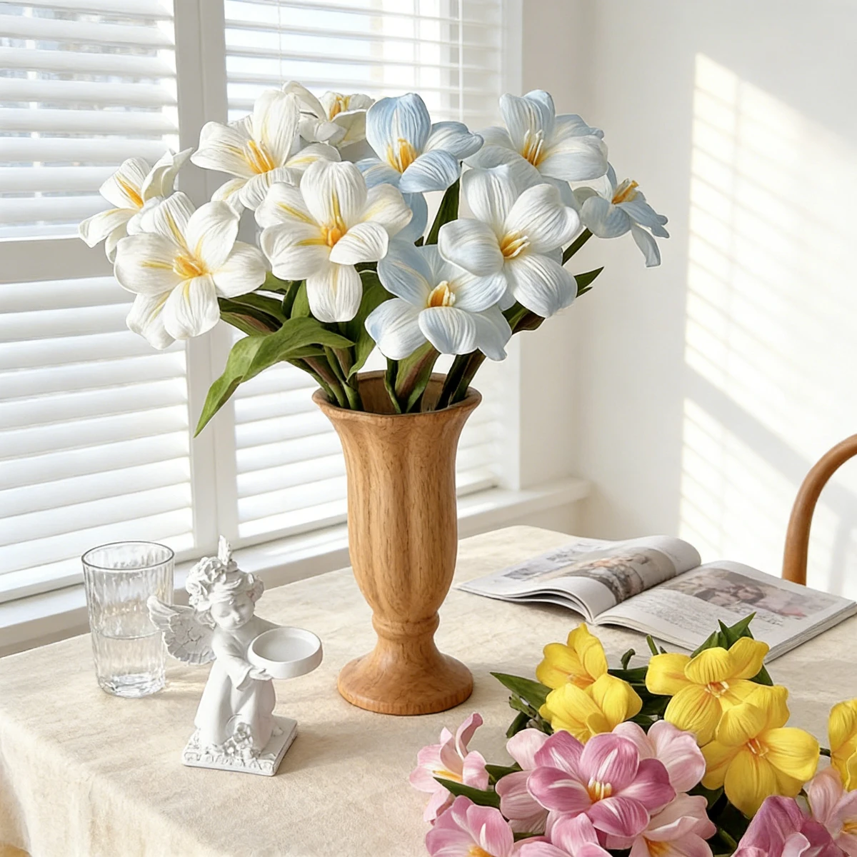18.5 Inches Single Stem Open Tulip for Living Room Wedding Chapel Hotel Mall Lobby Floral Wall Decor Photography Props
