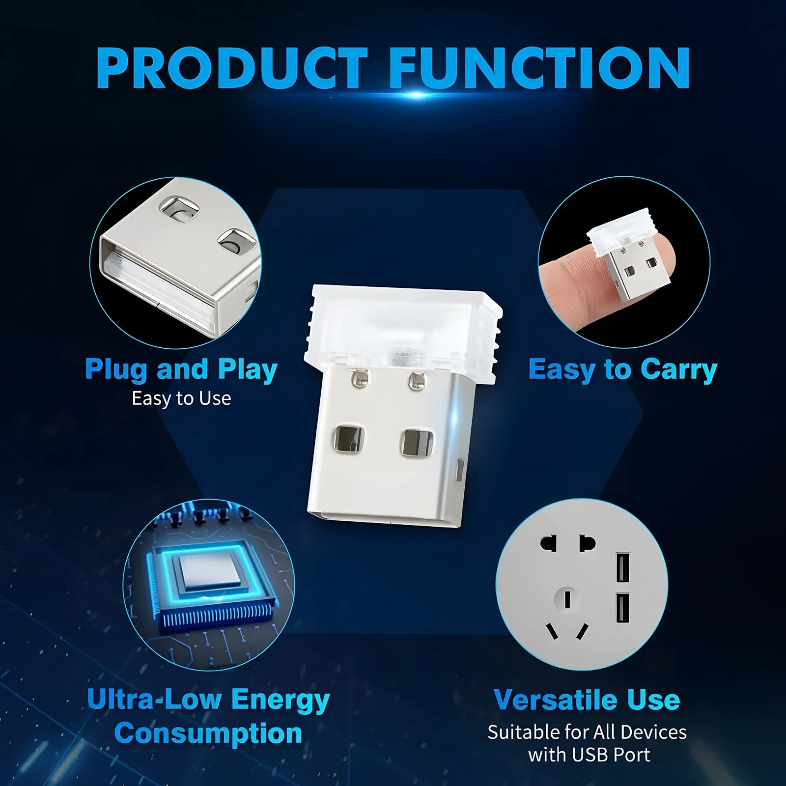 USB صغير سيارة ضوء العالمي المحمولة USB مصباح لتهيئة الجو تيار مستمر 5 فولت USB LED سيارة الإضاءة الداخلية عدة لأجهزة الكمبيوتر المحمول ليلة المنزل مكتب #4