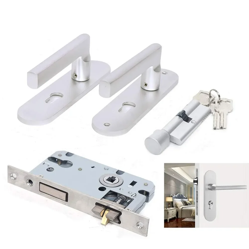 

Modern Handle Lock Cylinder Front Back Latch Home Safety Commercial Duty Office Door Keyed Lever Lockset With Keys