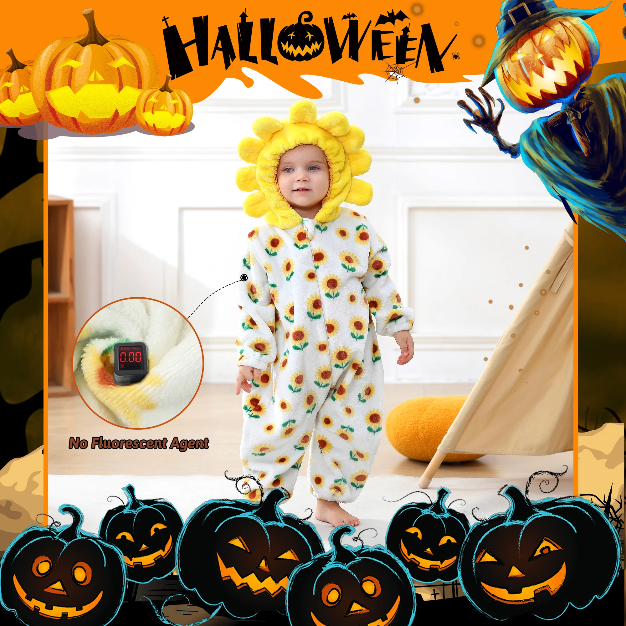 MICHLEY Halloween Cosplay Neugeborenes Baby Mädchen Kleidung Strampler Cartoon Giraffen Kostüm Jumpsuit Winter Warmer Einteiler Outfit für Jungen – Detail 13