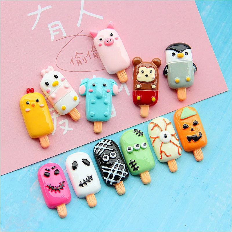 Wholesale Resin Mini Halloween Popsicle Flatback DIY for Phone Case Hairpin Keychain Earrings Scrapbook Dollhouse Accessory