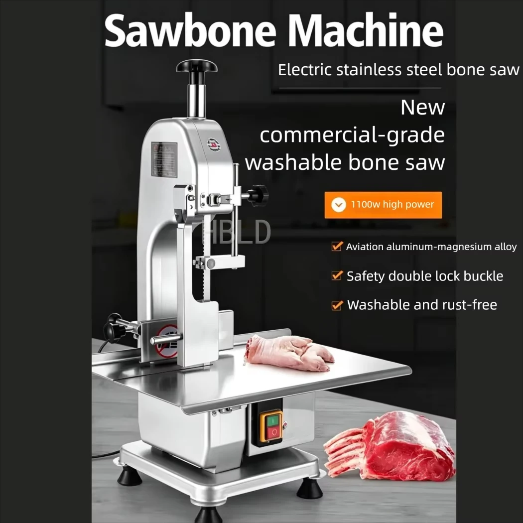 Commercial Butcher Band Saw Machine Electric Bone Cutter for Frozen Pork Rib Meat Cutting Equipment