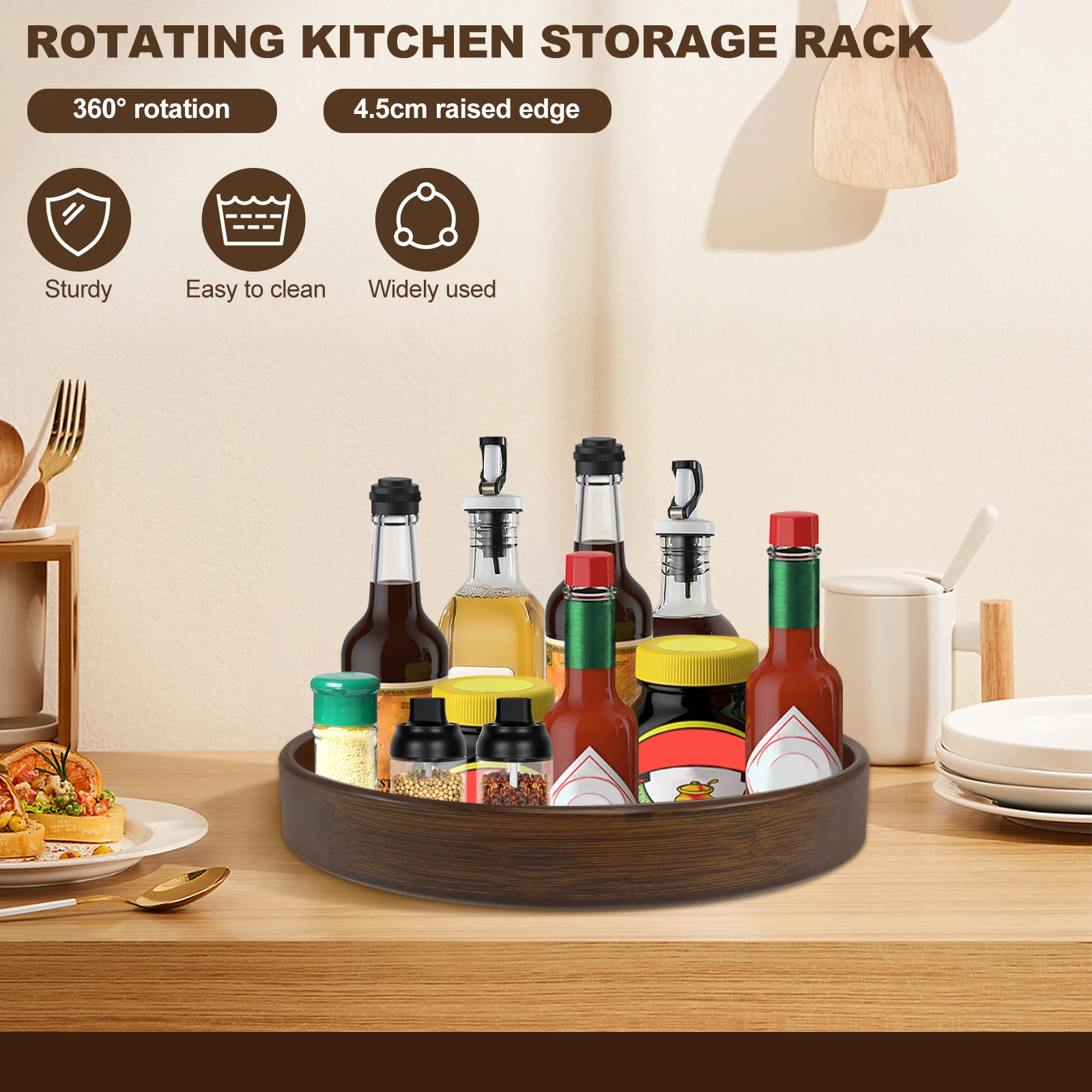 Vassoio girevole in legno a 36 - Kitchen Gadgets Storage Ideas recensione e prezzo