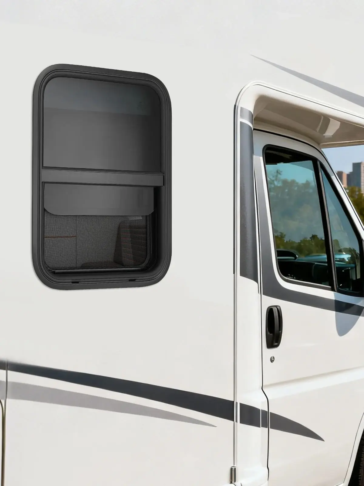 Wohnmobil-Fenster aus Aluminiumlegierung, mehrere Größen, Wohnwagen-Seitenfenster, schwarzer Ersatz, langlebig, einfache Installation