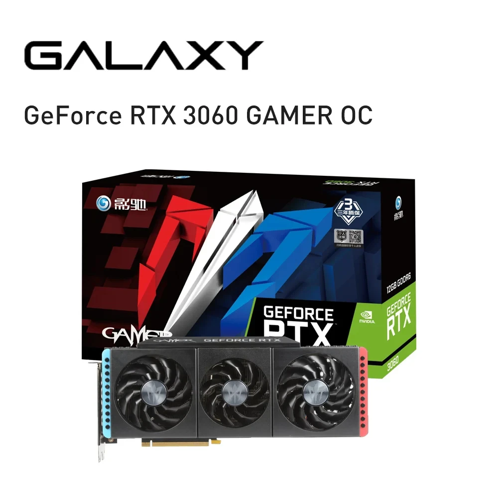 New GALAXY RTX 3060 Gamer OC 8G Video Card GDDR6 128Bit 8GB HDMI DP PCIe 4.0 8 Pin RTX3060 Gaming Graphic Card for Desktop PC