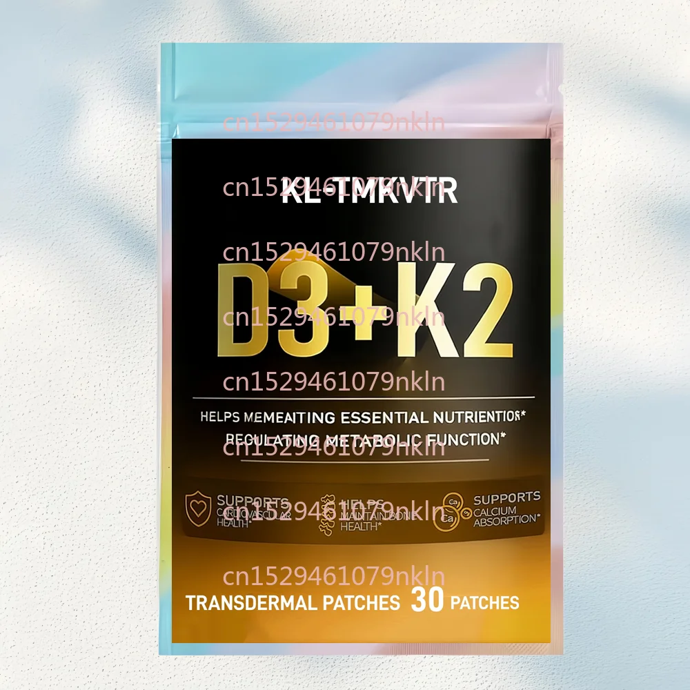 

30 трансдермальных пластырей с кальцием, витаминами D3, K2 и B12 для поддержки иммунитета и здоровья костей