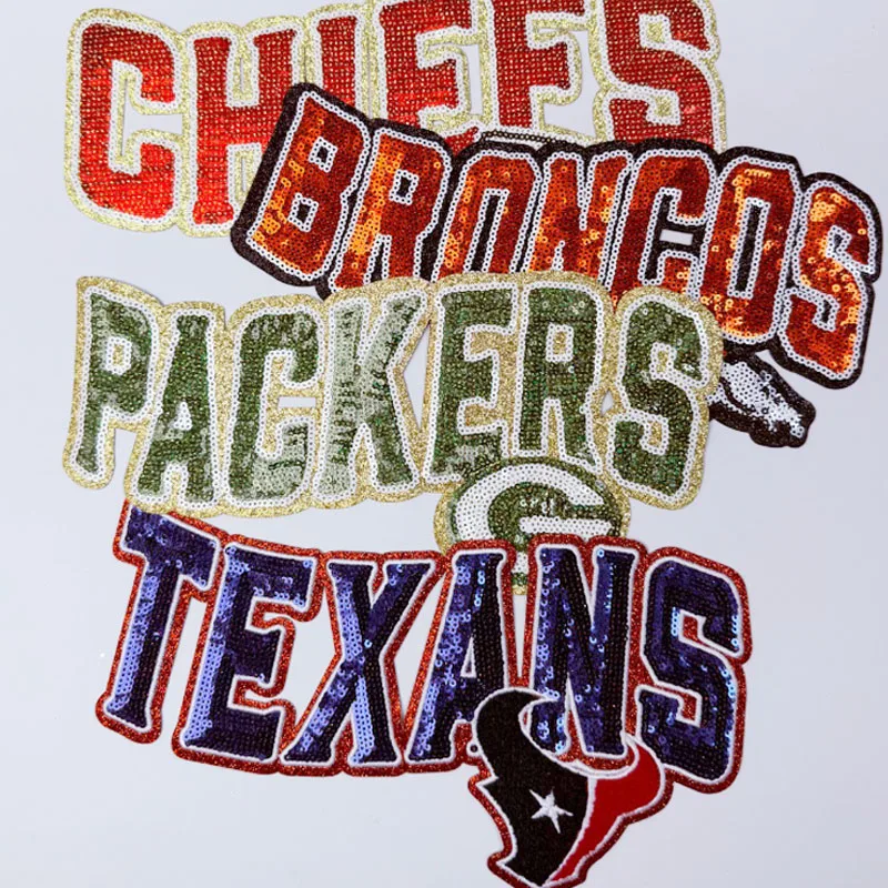 كبير فريق الرجبي الأمريكي الكي التصحيح البسيطة لطيف كرة القدم المطرزة النسيج شارة حسناء الملابس تي شيرت اكسسوارات ديكور ذاتي الصنع #1