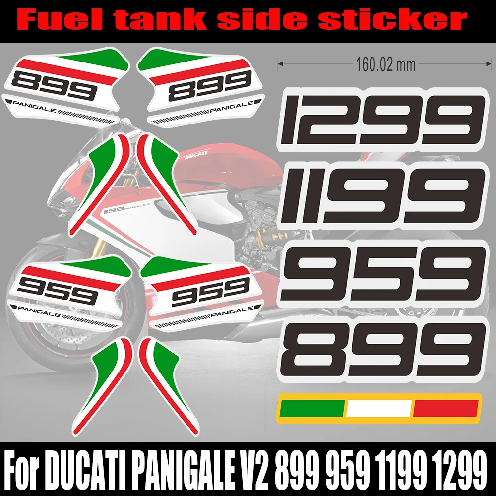 

For DUCATI PANIGALE V2 899 959 1199 1299 Tank Pad Stickers Decals Gas Fuel Oil Kit Knee Fish Bone Protection