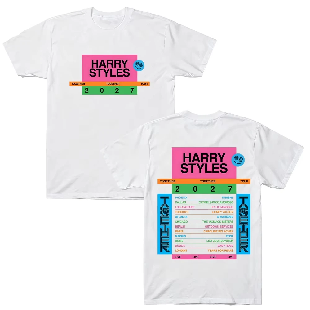Summer Hot Sale Harry Styles Together Together Tour 2027 Double Sided Print T-shirts Y2K Men Women Trendy Gothic Round T-shirt