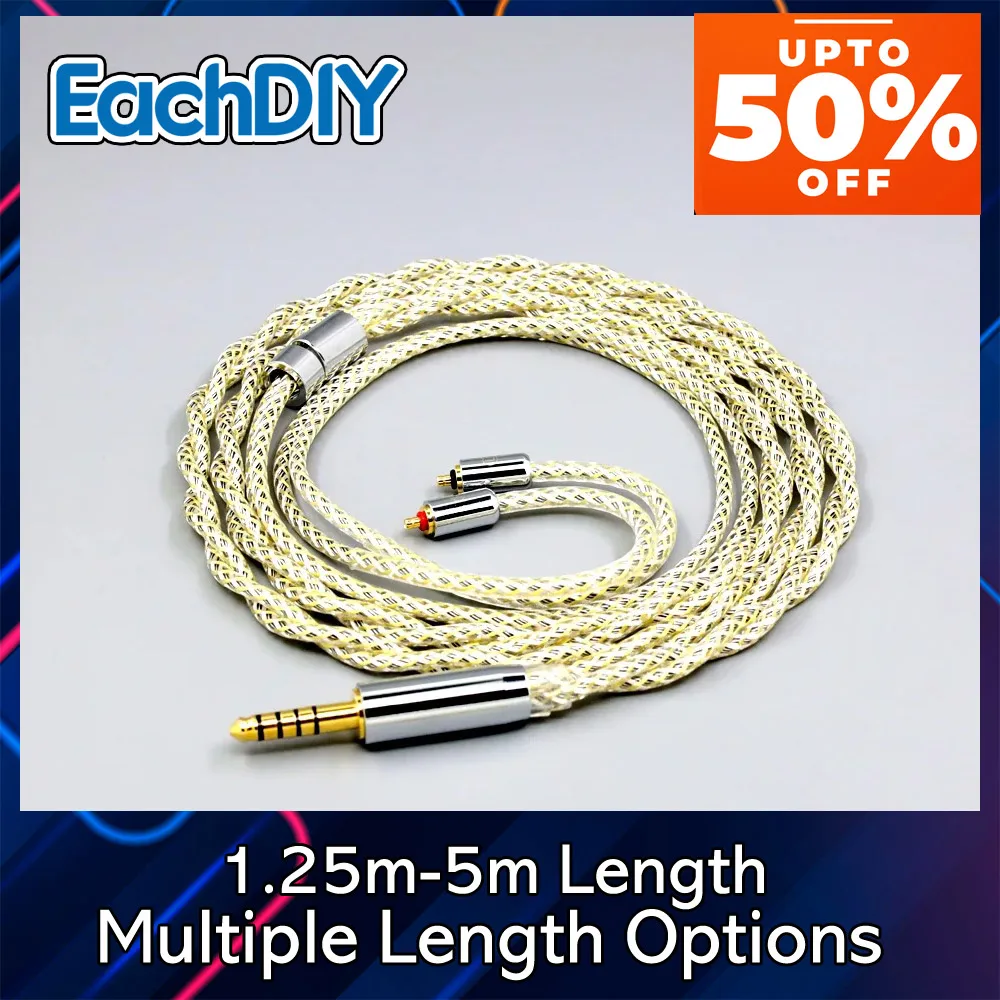 TypeS Silver OCC Earphone Cable For UE Live UE6Pro Lighting SUPERBAX IPX T2 23AWG Litz Shielding 8938