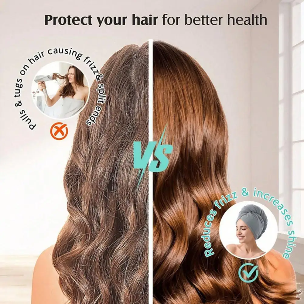 Mikrofaser-Haartuch für Frauen, Haartrockentuch mit Knopf, Haarturban, schnelltrocknend, Anti-Frizz, saugfähiges Kopftuch – Detail 13