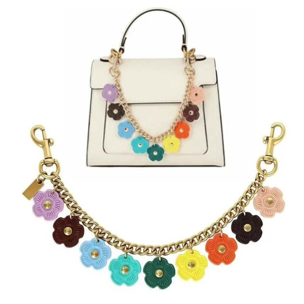 Fashion Colorful Flower Bag Chain Charm DIY Bag Accessories Wallet Chain Charm Metal Bag Strap Extender Chain Keychain & Charms