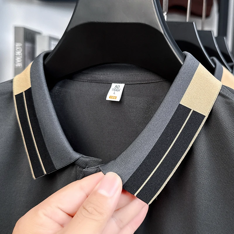 Exquisites, hochwertiges Herren-Poloshirt mit Print, Herbst, Langarm, Kontrastfarben, hautfreundlich, T-Shirt, für den Alltag, Freizeitkleidung für Herren – Detail 10