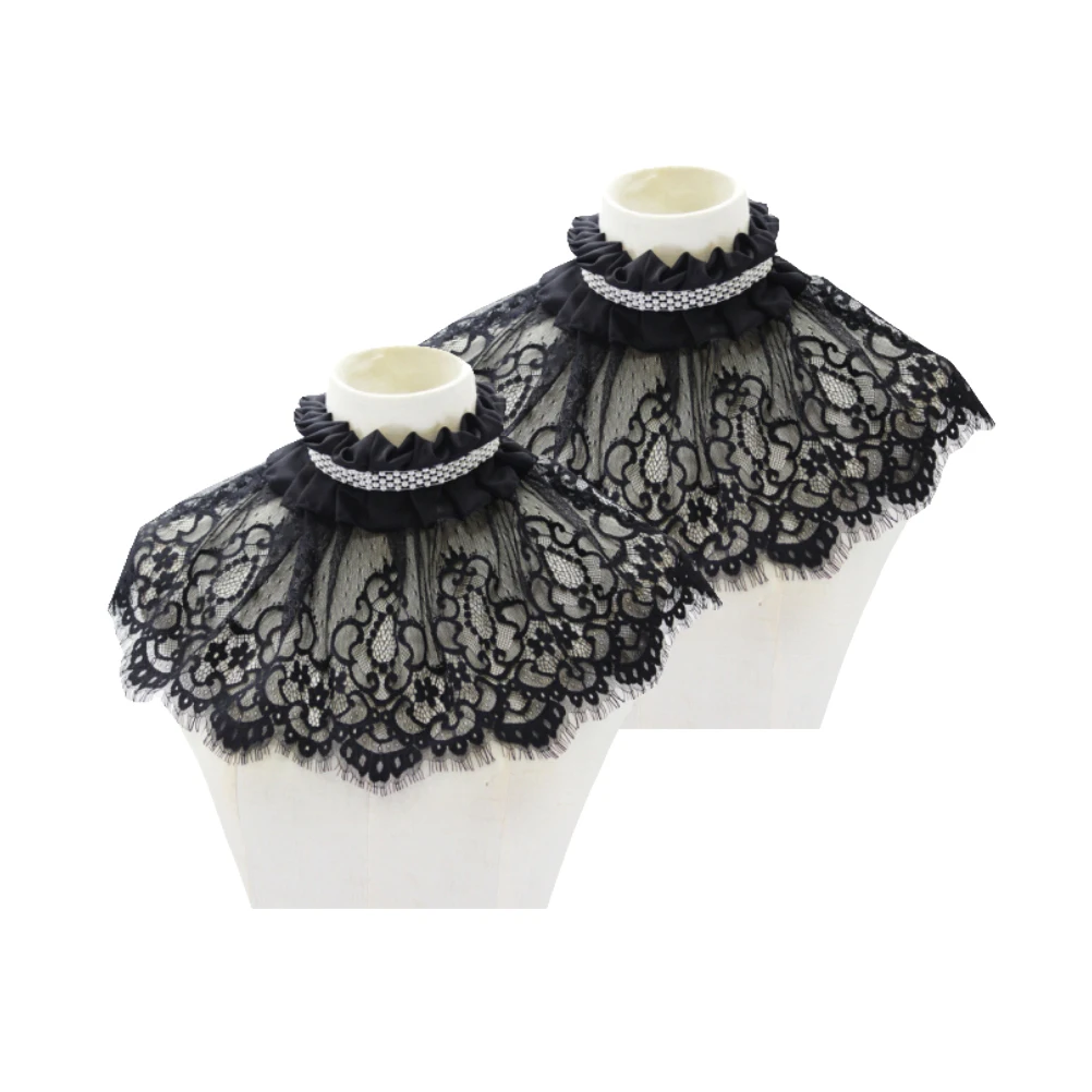 

Beaded Lace Collar Women'S Fashion Hollow Neckline Stretchy Fake Collar Party Wedding Accessory Black Matching T-Shirts Sweaters
