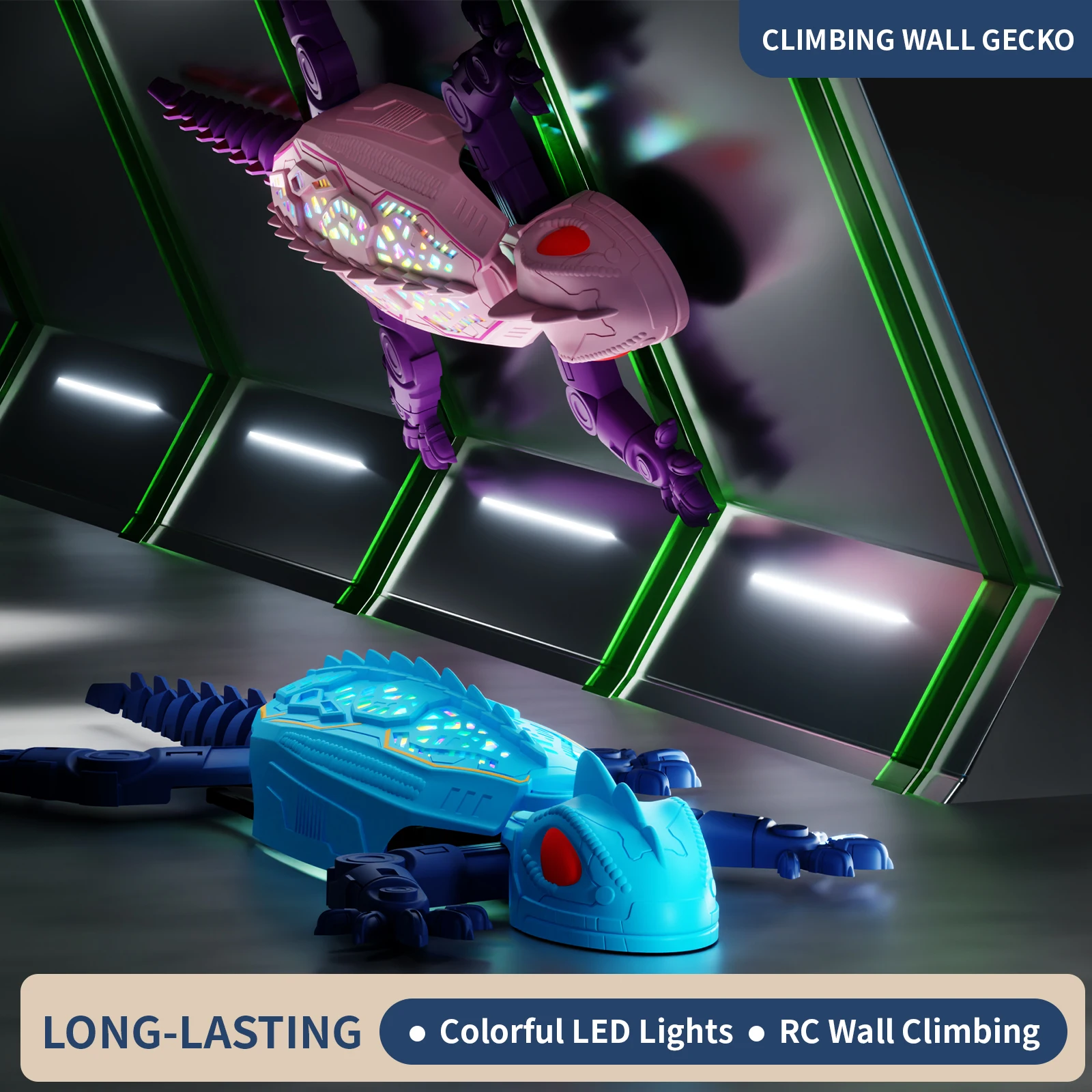 2.4GHz Wireless Remote Control Wall-Climbing Gecko Toy, 360° Rotation with Cool Colorful Lights, Ideal Holiday Gift for Kids