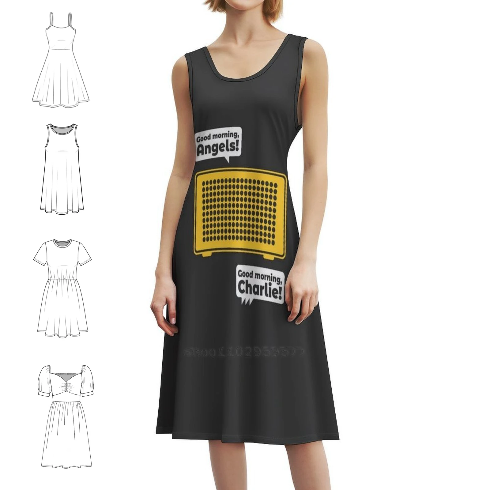 ملائكة الصباح الخير! صباح الخير تشارلي! فستان على الطراز الكوري للنساء فستان كاجوال أنيق للحفلات أو مكبر صوت للارتداء اليومي #1