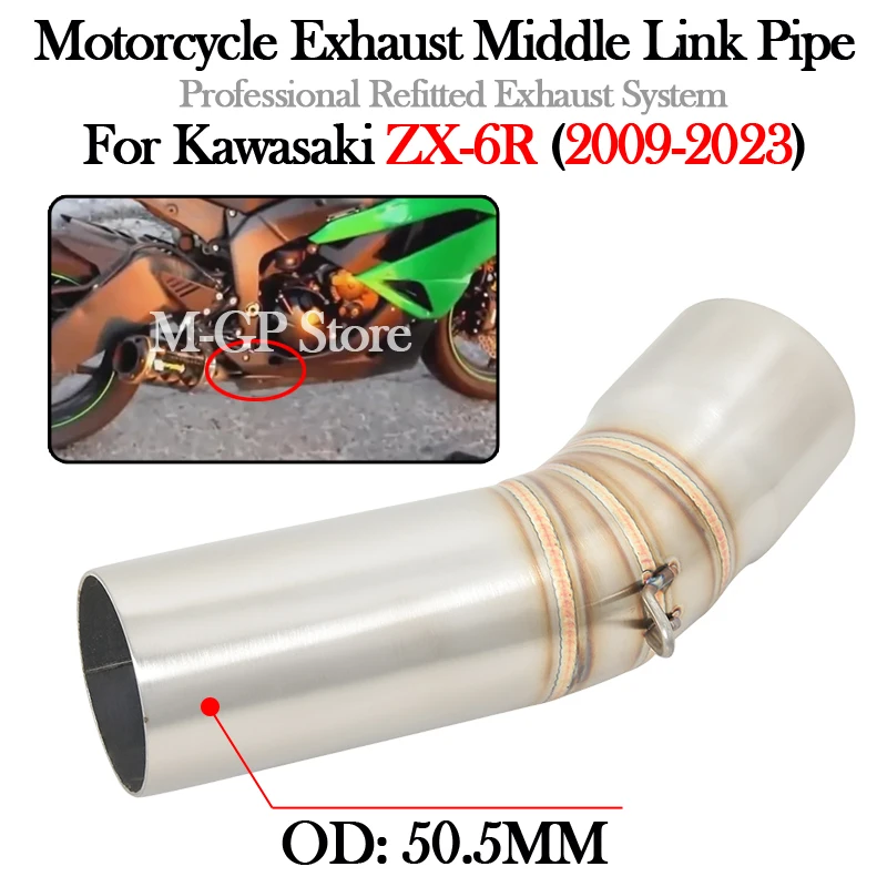 

Slip On For KAWASAKI ZX-6R ZX6R 636 2009 - 2022 2023 Motorcycle Exhaust System Middle Link Pipe Modify Bike Muffler Escape Moto