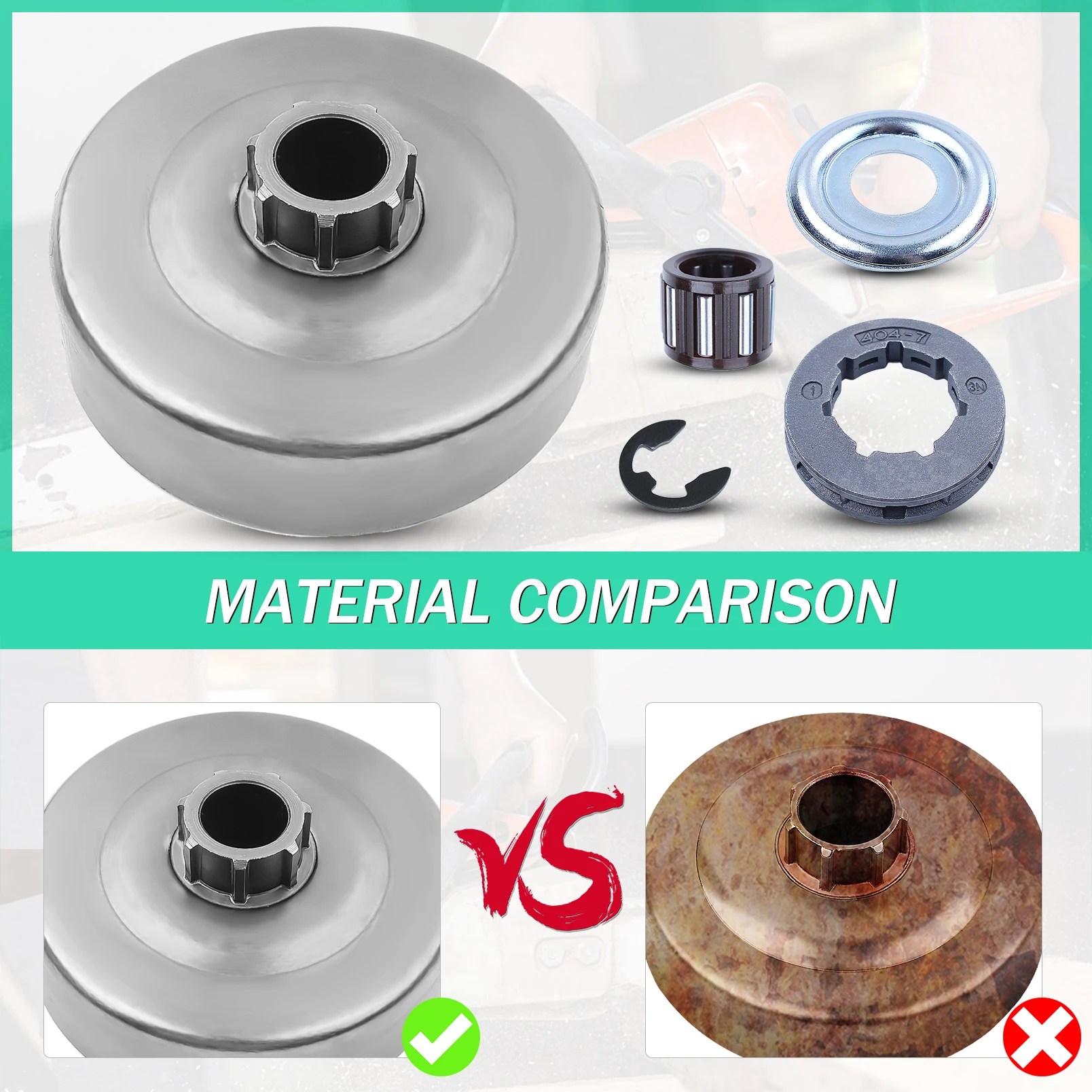 Imagem -04 - Arruela de Rolamento de Motosserra Tambor de Embreagem 404 7t Rim Kit Sprocket para Stihl Ms660 066 064 Ms640 Ms661 7