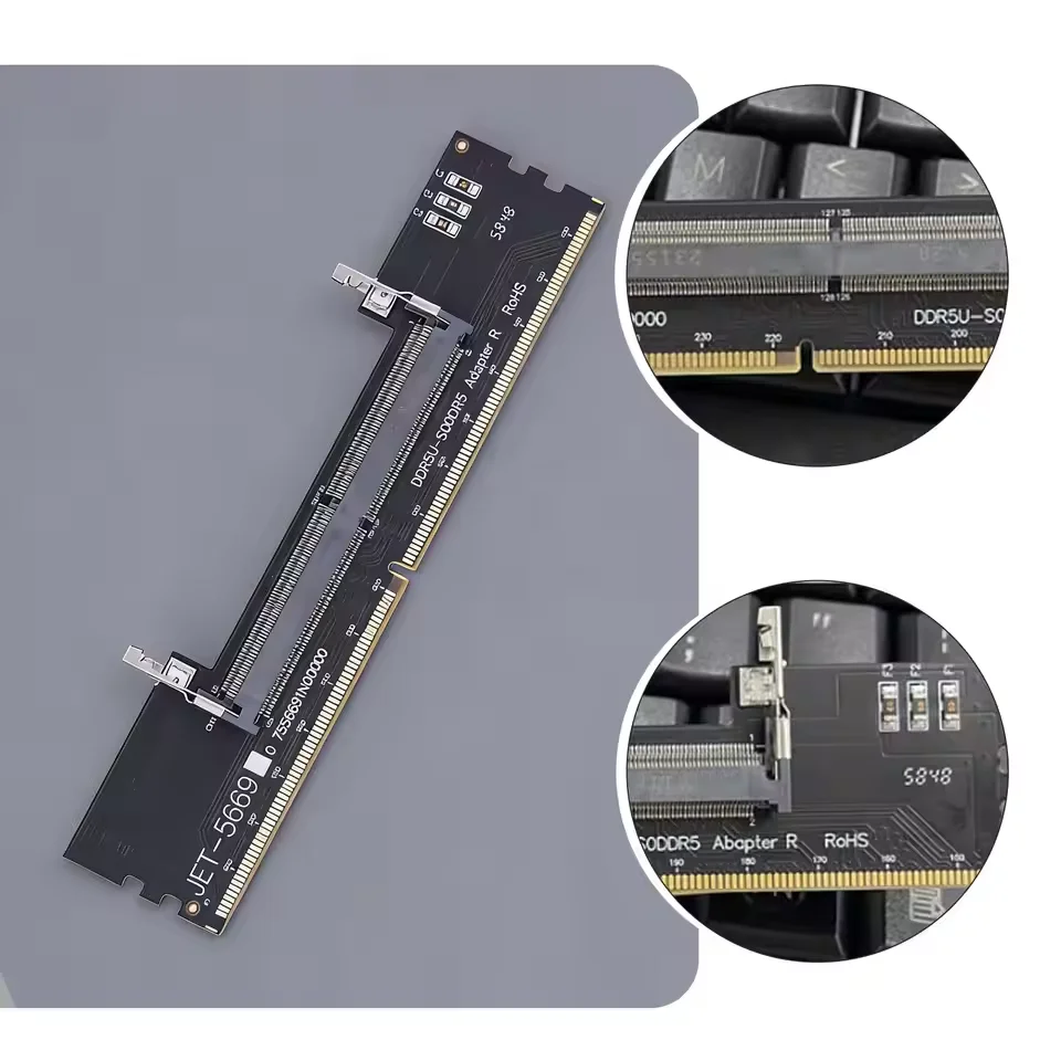 Laptop SO DDR5 RAM To Desktop DDR5 U-DIMM Adapter Memory Tester Converter DDR5 SO-DIMM to PC Desktop DIMM Card RAM Memory Module