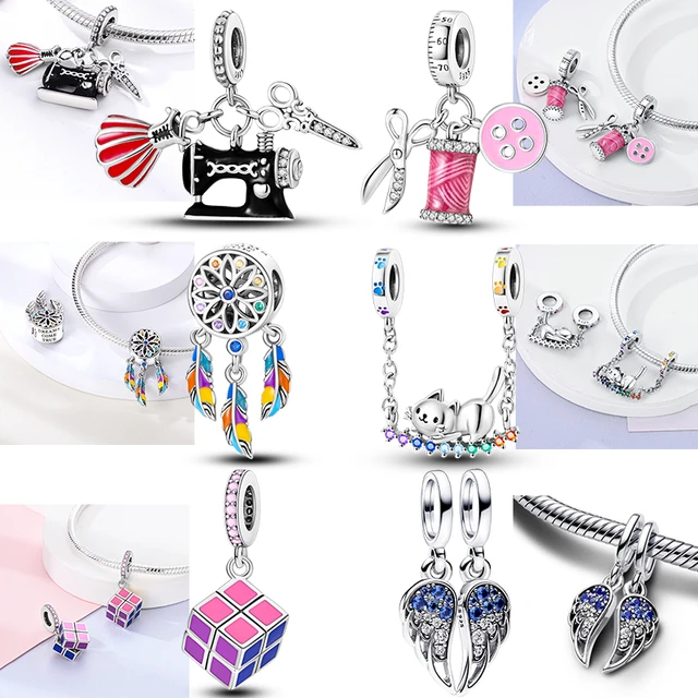 925 Silver Sewing Machine Charms Fit Original Pandora Bracelet Diy Honey Bee Graduation Pink Ps5 For Pendant Necklace Making Beads AliExpress