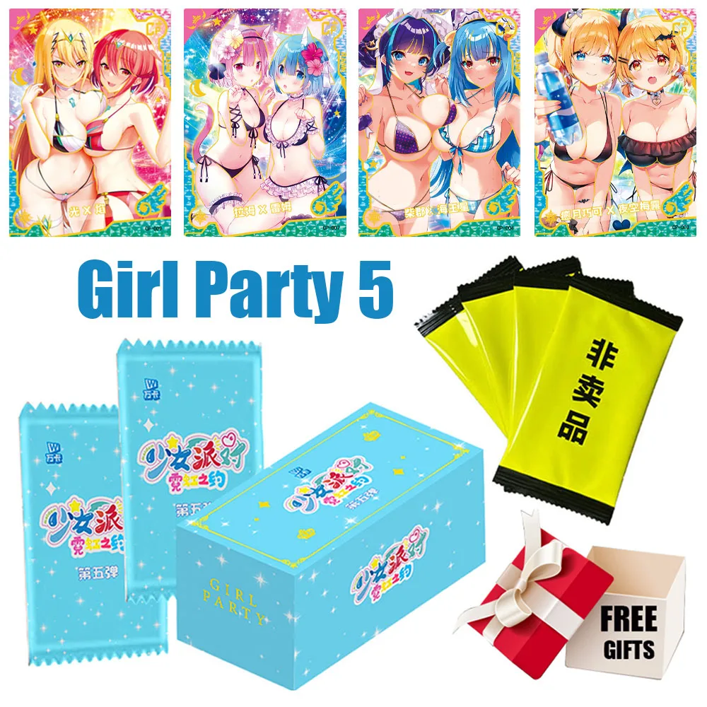 New Girl Party 5 Collection Cards Booster Box Tcg Ccg Anime Cute Girl Bikini Game Card Child Table Toys For Gift