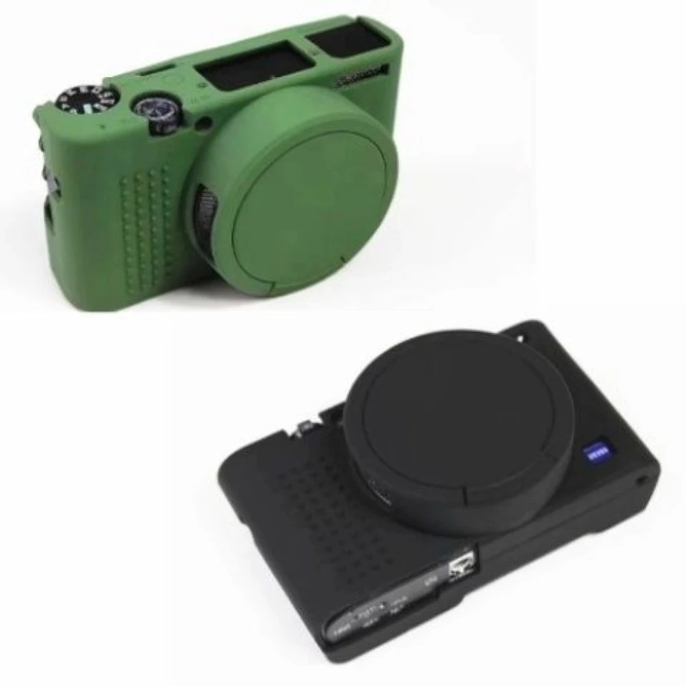 Silicone Armor Skin Case Camera Body Cover Camera Bag Protective Cover For Sony DSC-RX100VII RX100M7 + free tempered film