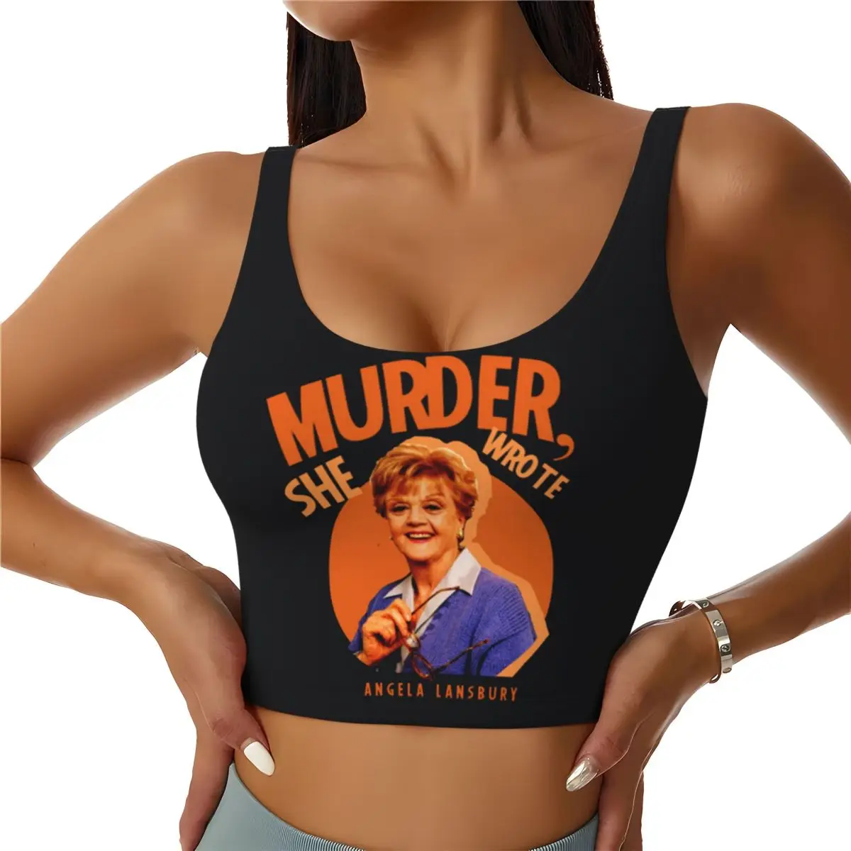 

Custom Murder She Wrote Women Sports Bras High Impact Vest Gym Workout Yoga Crop Tank Tops