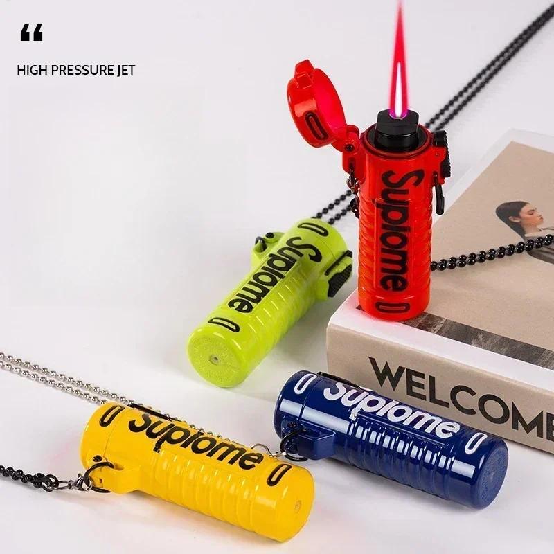 New Fashion Windproof Turbo Torch Lighter Portable Outdoor BBQ Kitchen Tools High-flame Butane Gas Cigar Lighter Cool Men\'s Gift