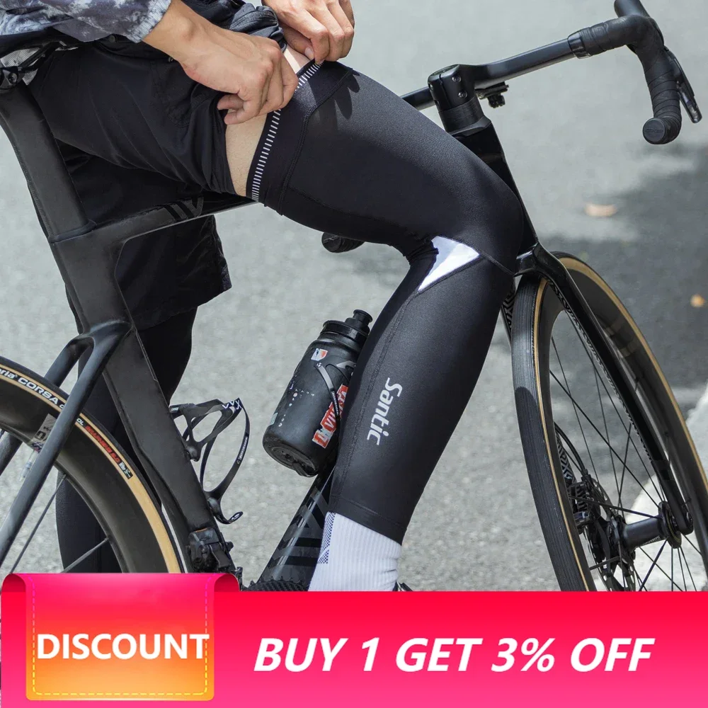 Santic Cycling Legwarmers Winter Protection Mountain Bikes Compression Plush Windproof and Warm Cycling Legwarmers K3P154