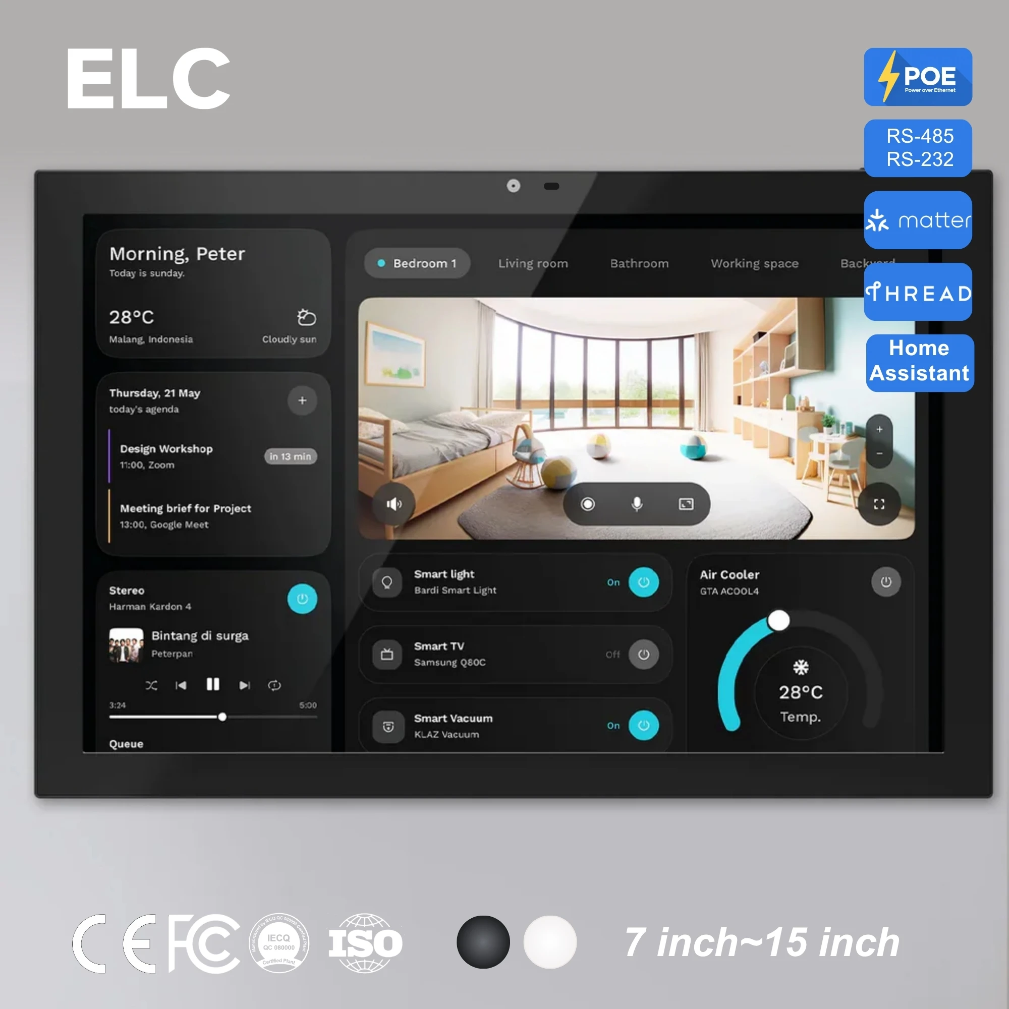 

10.1 Inch Android 14 RK3576S Home Assistant Dashboard POE Wall Mount Smart Home Panel Zigbee Matter Thread Touch Tablet Device