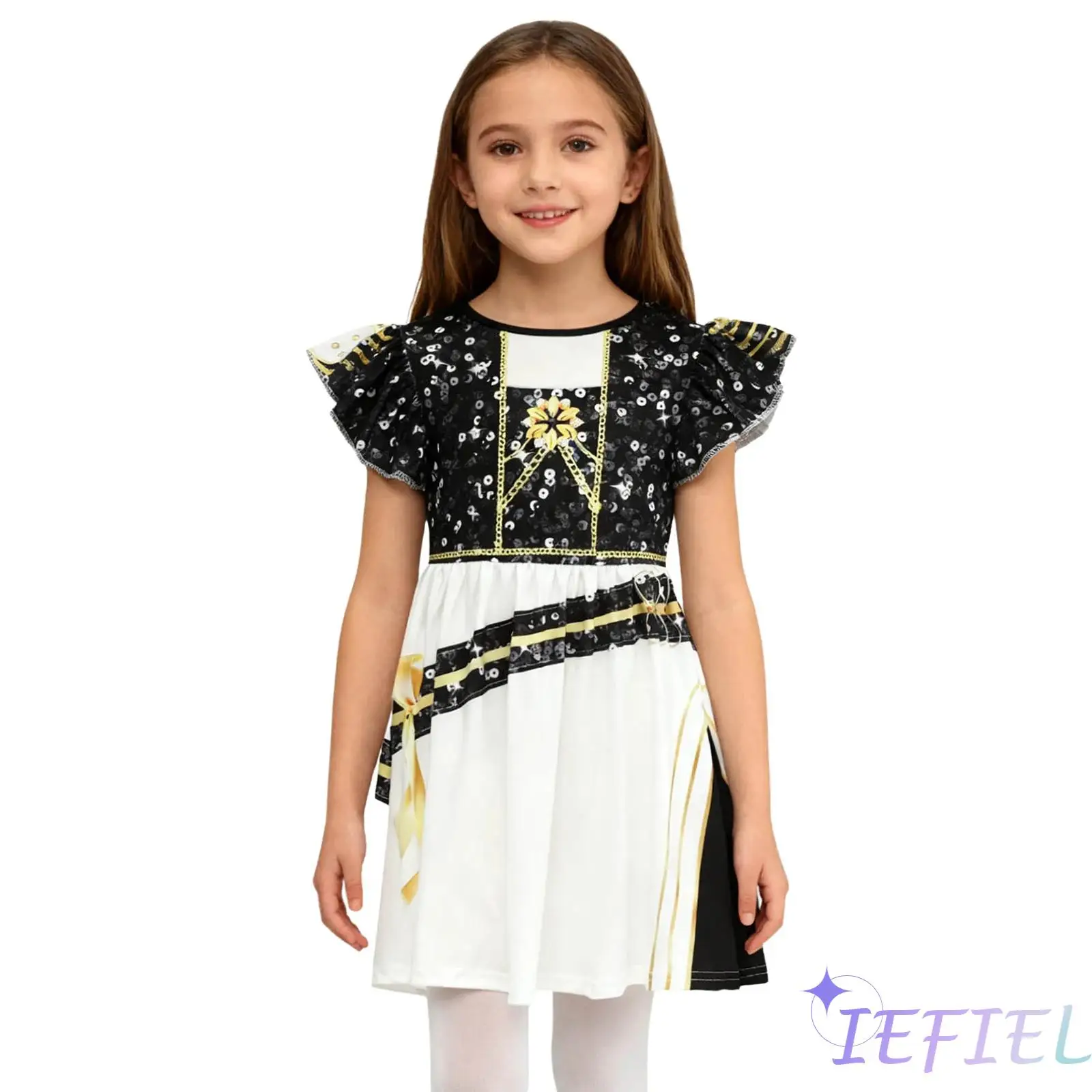 

Girls Playful Demon Princess Outfit with Vibrant Graphics And Twirl Friendly Skirt Cartoon Character Dress for Carnival Events