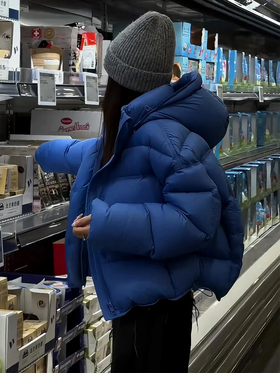 Veste matelassée décontractée pour femme avec capuche, chaude, en duvet, coupe-vent, style décontracté, blanche...