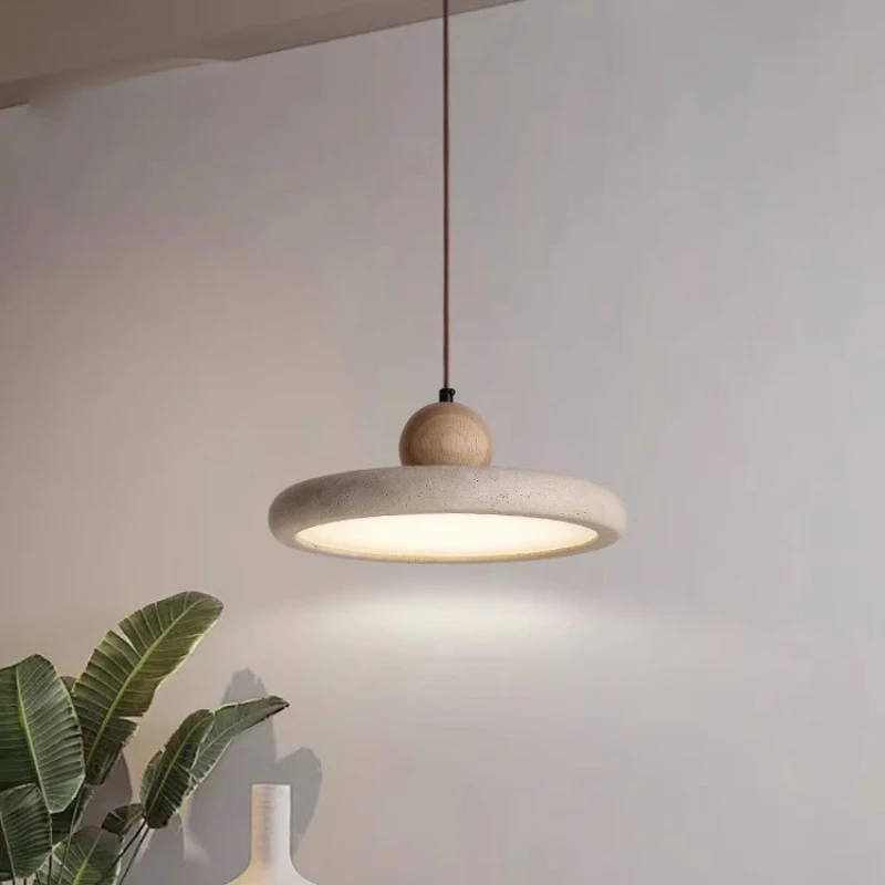 Lampada a sospensione a led Creativo UFO Camera da letto rotonda accanto al lampadario Ristorante in pietra Tavolo da pranzo Leggero Legno Colore