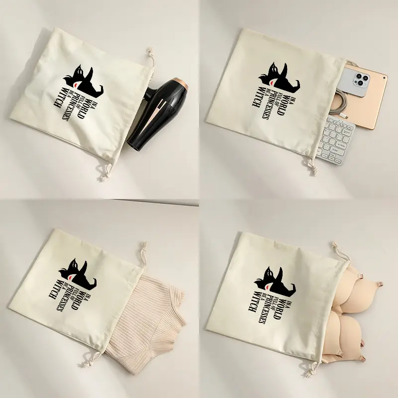 Halloween Witch Candy Bag in A World Full of Princesses Be A Witch Drawstring Pouch Trick or Treat Kids Party Storage Gift Bag