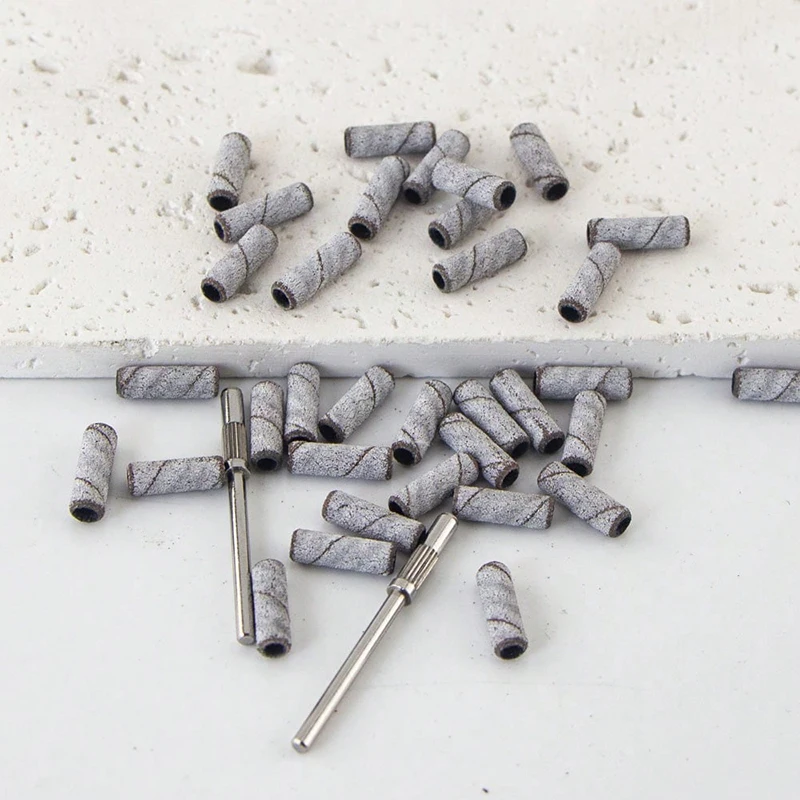 ネイルドリル用サンディングバンド50個、マンドレルビットセット2個付き、ジェルマニキュアとペディキュア用