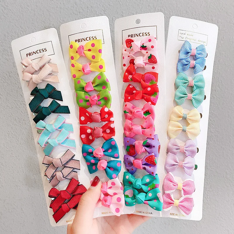 10pcs Children Cute Cartoon Hairpins Girls Plaid Hairpin  Hair Clips Kids Hair Hair Accessories Girls Lovely Gift