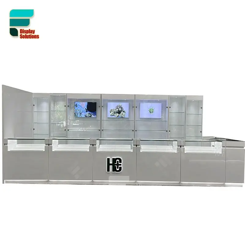 (customized)Retail Cigar Shop Decoration Lighter Display Stand Custom Glass Showcase Dispensary Layout Design Smoke Shop Shelves