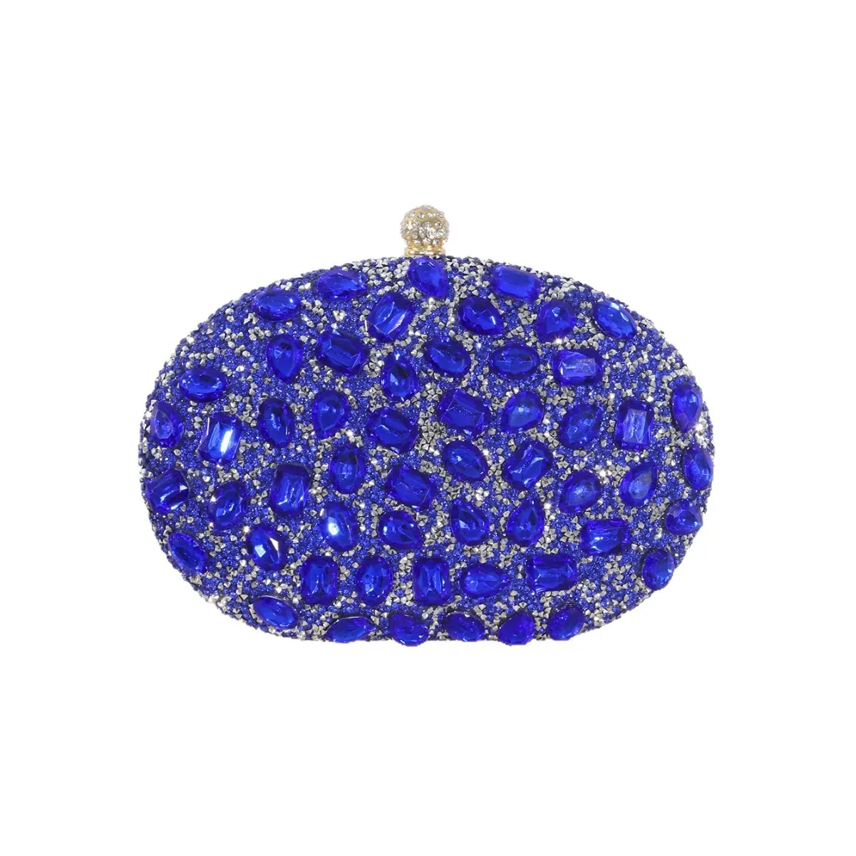 Celebrity Oval Large Diamond Dinner Bag Royal Blue Encrusted Portable Banquet Clutch Luxury Evening Bag Bolsas Marcas Originales