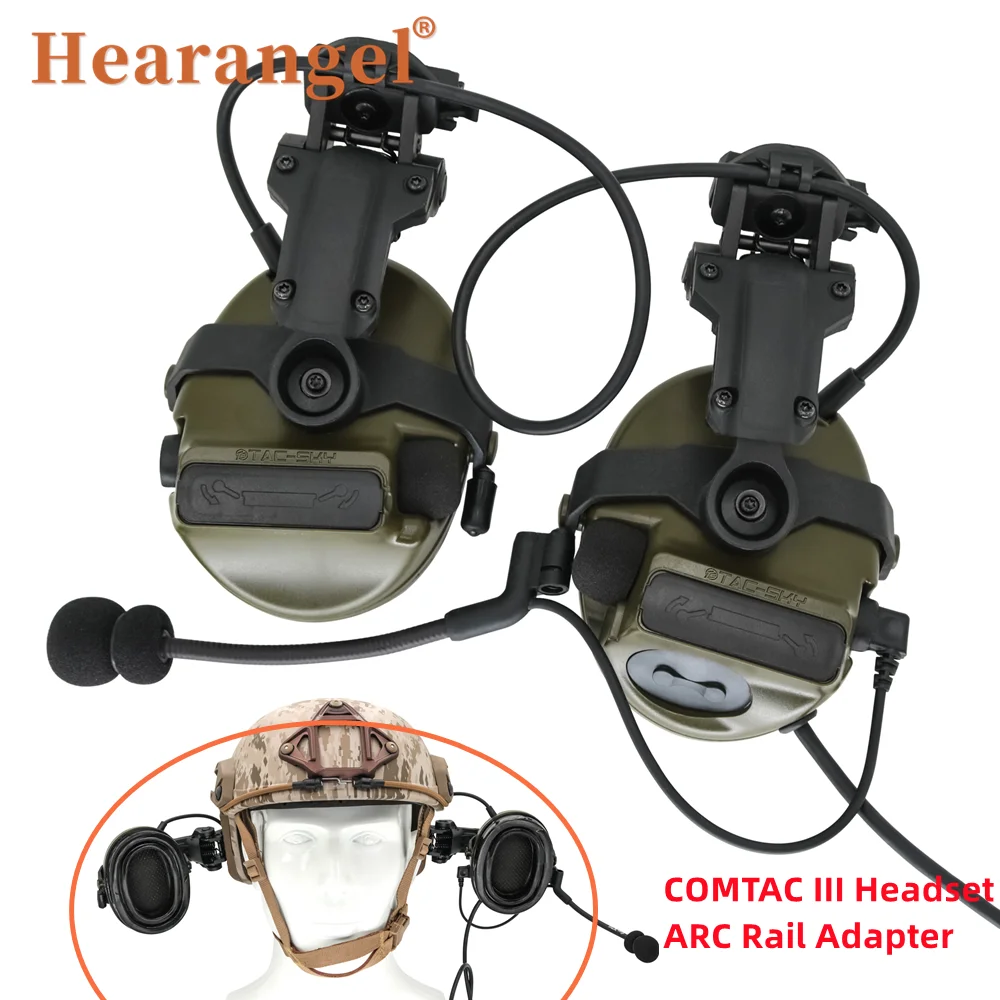 

Tactical Headset Comtac III FAST Helmet ARC Rails Silicone Earmuffs Noise Cancelling Pickup Headphones Airsoft Shooting Sports