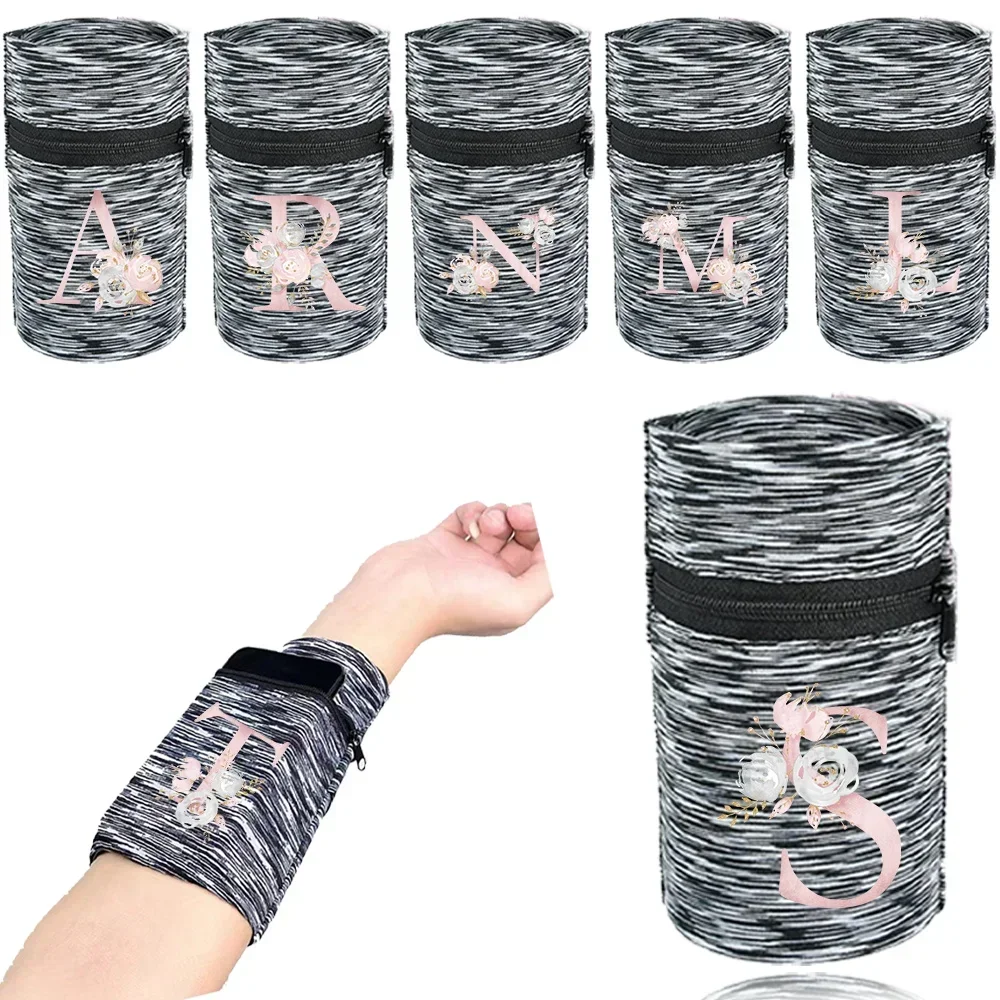 Sports Wristband Bags Wrist Protector Running Sport Safety Grey Series Support Brace Wrap Wristband Pink Flower Style Wrist Bag