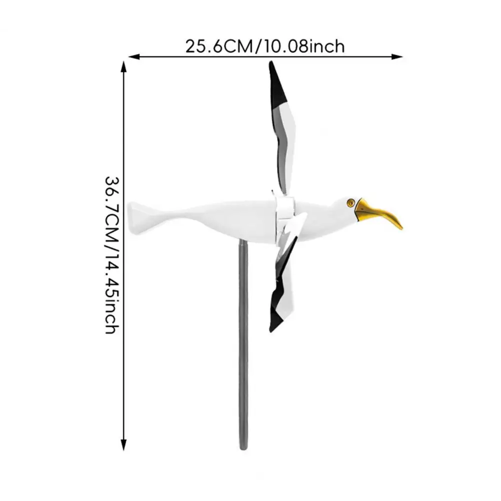 Lawn Decoration Seagull Windmill Garden Stake Outdoor Flying Bird Whirligig Plastic Seagull Ornament for Lawn Yard Decor Wind
