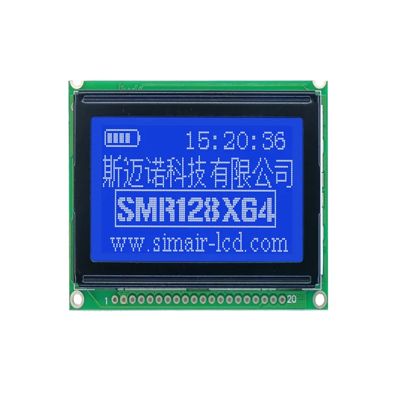 New 20 PIN 75x52.7mm 128*64 LCM KS0108 12864 LCD Display Screen Module 128x64 Graphic Dot Panel Compatible with WG12864B