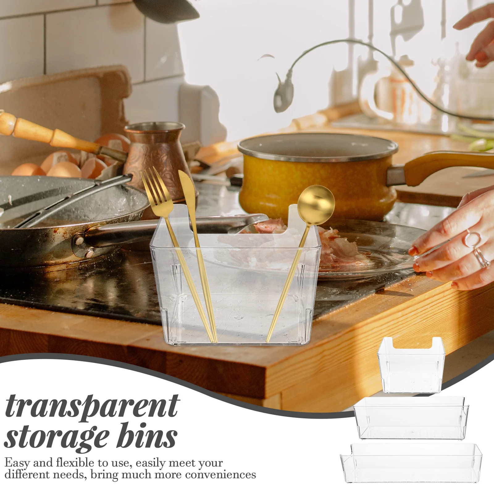 

3Pcs Multifunctional Drawer Organizer Transparent Storage Bins Practical Desk Organizer for Jewelry Sundries Drawer Boxes