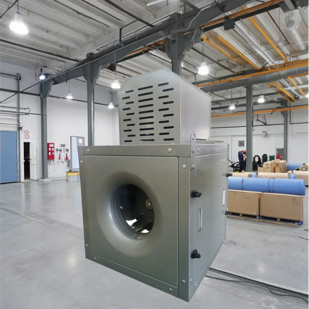 

Промышленный центробежный вытяжной вентилятор непрерывного действия с двигателем 0.37 л.с., 2300 м³/ч, на свободностоящих ножках, с лопастями из нержавеющей стали, 220В